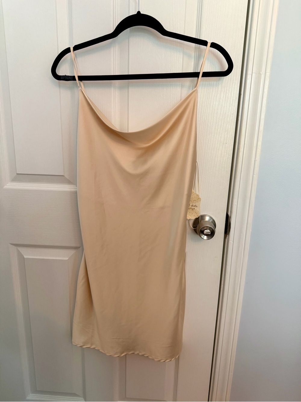 NWT Altar’d State Champagne Satin Cowl Neck Mini Dress Size Small
